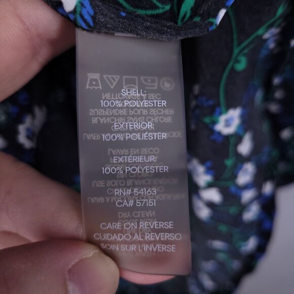 Karl Lagerfeld Blouse Large Floral Navy Balloon Sleeve - Picture 10 of 11